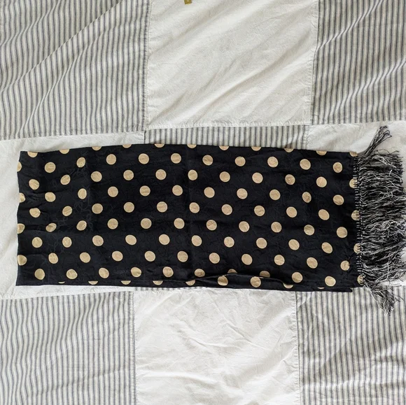 Nick and Nora Black and Gold Silk Polka Dot Scarf - Picture 5 of 8
